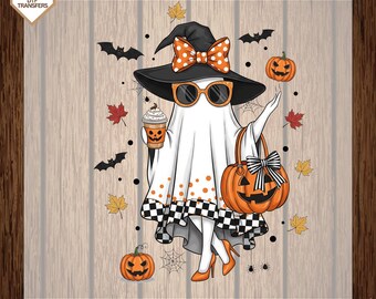 Halloween Ghost Ready To Press, Halloween Pumpkin Dtf Transfers, Cute Ghost Heat Press, Direct To Film, Ready For Ship, Spooky Season Tee