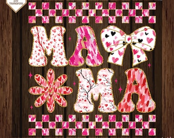 Mama Coquette Bow Ready To Press,Floral Mama Dtf Transfers, Retro Mama Dtf, Mama Floral  Dtf