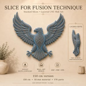 Lagerförsedda Eagle CNC-filer, komplett Eagle-väggkonst, DXF PDF EPS, 100 och 150 cm, CNC-fräsplaner, digital nedladdning