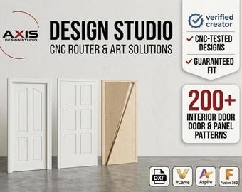 Pacchetto di oltre 200 disegni per porte interne in formato DXF, file classici e moderni per fresatrice CNC.
