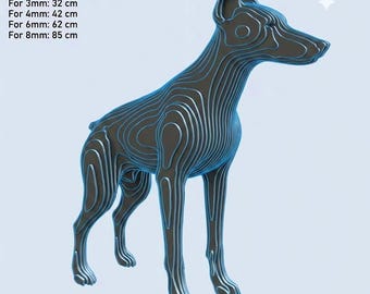 Progetti CNC per scultura parametrica di Doberman, file di taglio laser a strati per cane (PDF DXF)