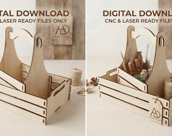 File DXF per cestino in legno, file SVG per scatola portaoggetti in compensato, progetti per taglio laser (download digitale)