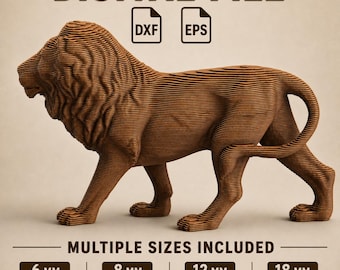 File parametrico per fresatrice CNC di un leone / Modello per scultura di leone a strati / DXF EPS / Modello per legno tagliato al laser / Uso commerciale