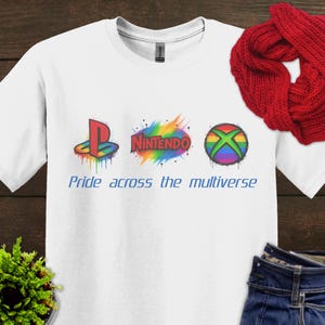 Pride Gaymer T-shirt, HBTQ Rainbow Tee Unisex Gaming T-shirt, Multiverse Graffiti Design, HBTQ Gamer T-shirt Playstation Pride, Xbox Pride, Big N