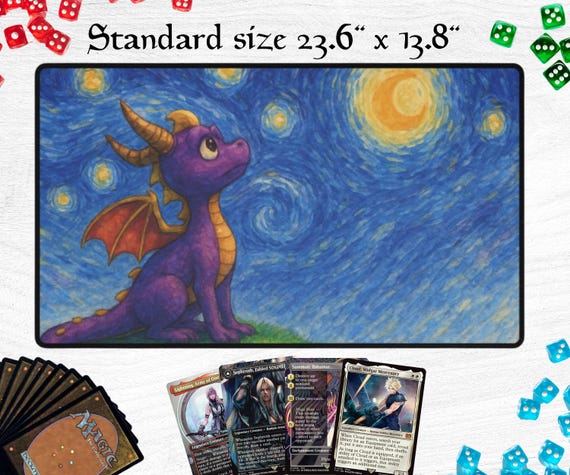 Spyro the Dragon MTG Playmat, Gaming deskmat Gamer Mouse Pad Office Desk Accessories Game Room Decor Custom Gaming Gift TCG Playmat