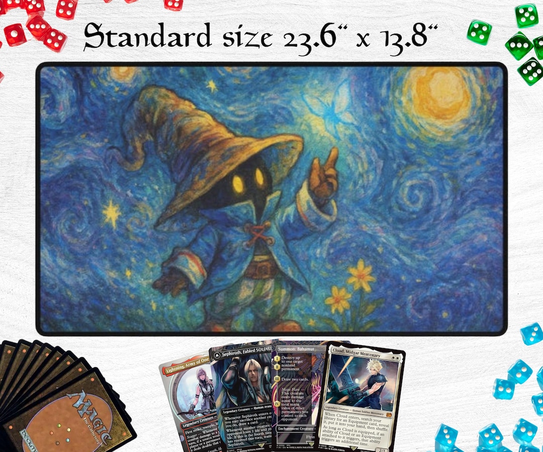 Vivi Starry Night Van Gogh Style TCG Playmat for Magic the Vivi Starry Night Van Gogh Style TCG Playmat for Magic the