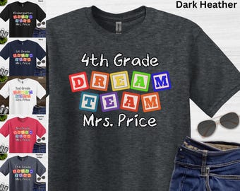Custom Teacher Tshirt Teacher Team Shirts Personalized School Tee Teacher Dream Team Tshirts Back to School Gift Customized Name Teacher Tee