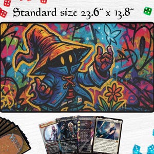 FFIX Vivi Graffiti Style Desk Mat, Playmat for TCG Players and Fans, Final Fantasy 9 Gift, Magic the Gathering Playmat, Gaming Mouse Pad