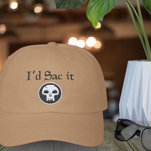 Casquette brodée MTG I'd Sac it, chapeau-cadeau pour les fans de Magic the Gathering, casquette de baseball vintage, chapeau de papa joueur, cadeau MTG drôle