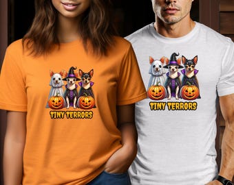 Chihuahua Halloween Tee Chihuahua lovers Gift Shirt Unisex Cotton T-Shirt Dog Lover Halloween Top Halloween Chihuahua Tee Trick or Treat