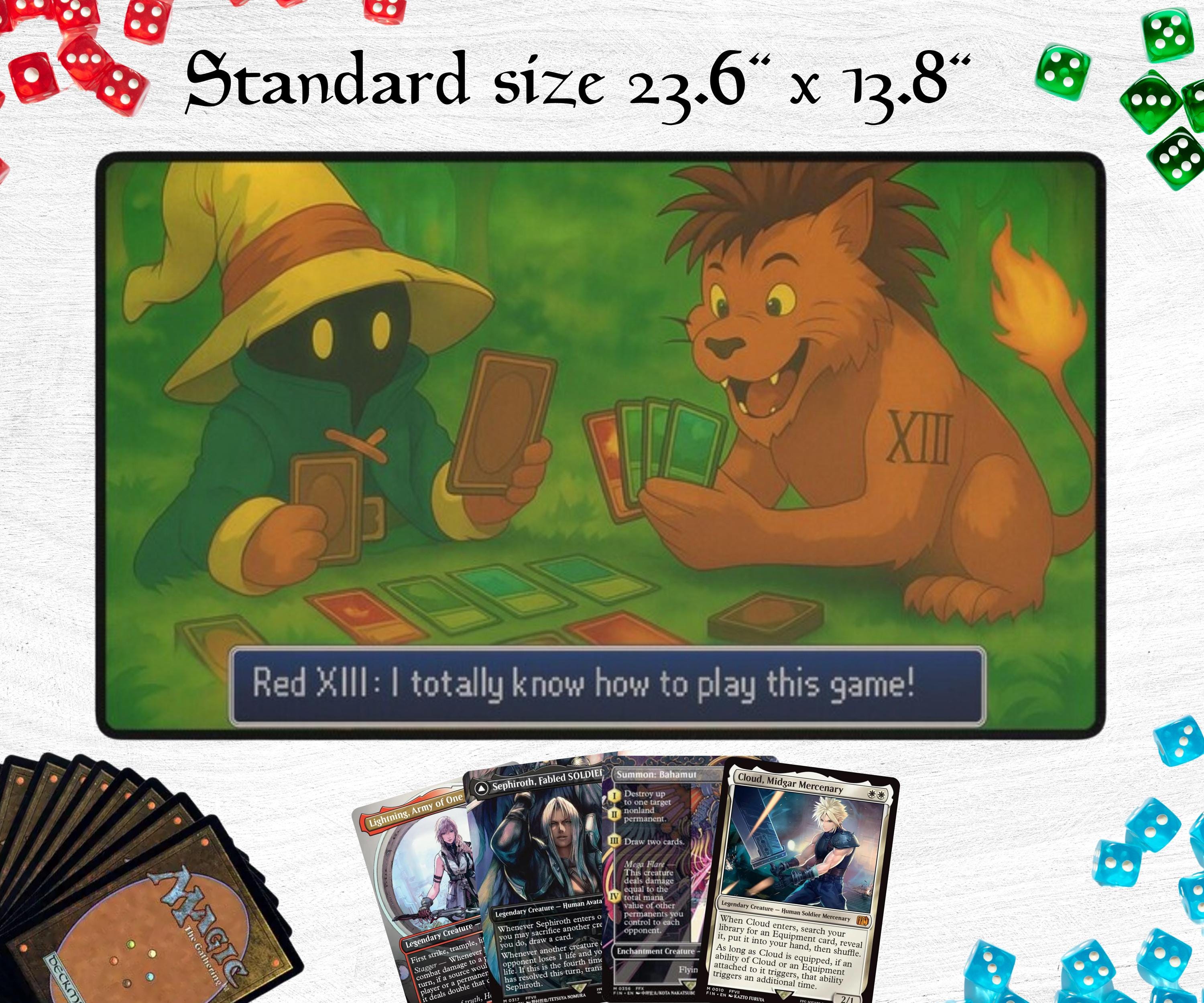 Vivi and Red XIII Card Game TCG Playmat for Magic the Gathering