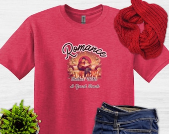 Romantic Couple Reading Book Unisex Softstyle T-Shirt - Valentine's Day Gift, Couples, Book Lovers, Love, Romance Shirt