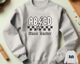 Music Teacher Crewneck Sweatshirt, Gift for Music Educators, Cozy Teacher Apparel, Music Classroom Style, Perfect for Back to School