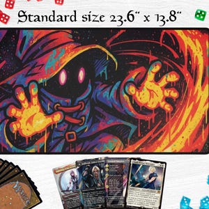 Gaming Desk Mat, MTG Playmat, Final Fantasy Style Table Protector, Vivi Fire Graffiti Design, TCG Accessories, Card Game Supplies