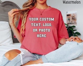 Benutzerdefinierte Comfort Colors® T-Shirt, personalisierter Text, Logo, Foto, passendes T-Shirt, Business, Bachelorette Shirt