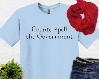 Counterspell the Government Text Funny MTG Shirt Blue Players Tee Magic the Gathering Unisex Softstyle T-Shirt Gamer Resistance Tee MTG Fan