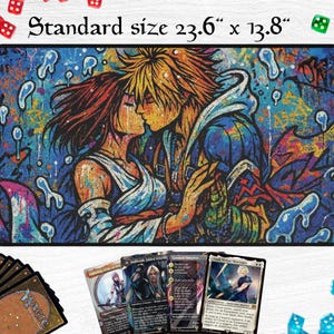 Final Fantasy X Playmat Desk Mat for TCG Players, MTG Desk Pad, FFX Gaming Mousepad, Magic the Gathering Table Mat, Gaming Gift