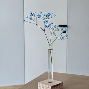 Modern style wooden vase, natural wood flower vase with minimal design, flower display, home decoration, flower pot with glass tube