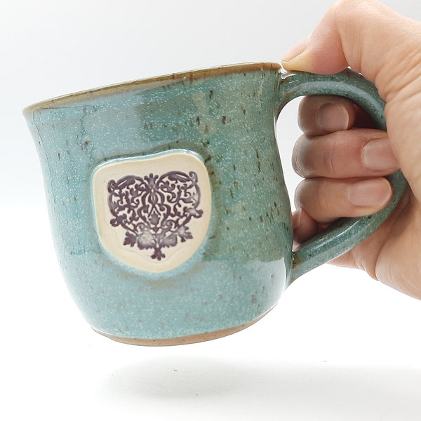 Turquoise Mug with Purple Heart by misunrie