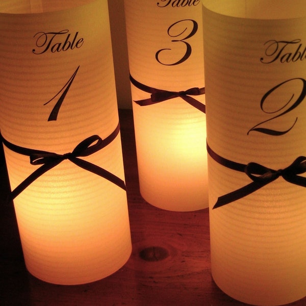 Vellum luminary DIY table numbers 1-12