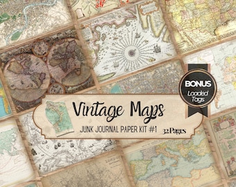 Puede incluir: Una colección de mapas antiguos para un kit de papel de diario creativo con 32 páginas de cartografía histórica, incluyendo cartas náuticas, planos de ciudades y mapamundis en tonos sepia, crema y colores apagados con etiqueta extra.