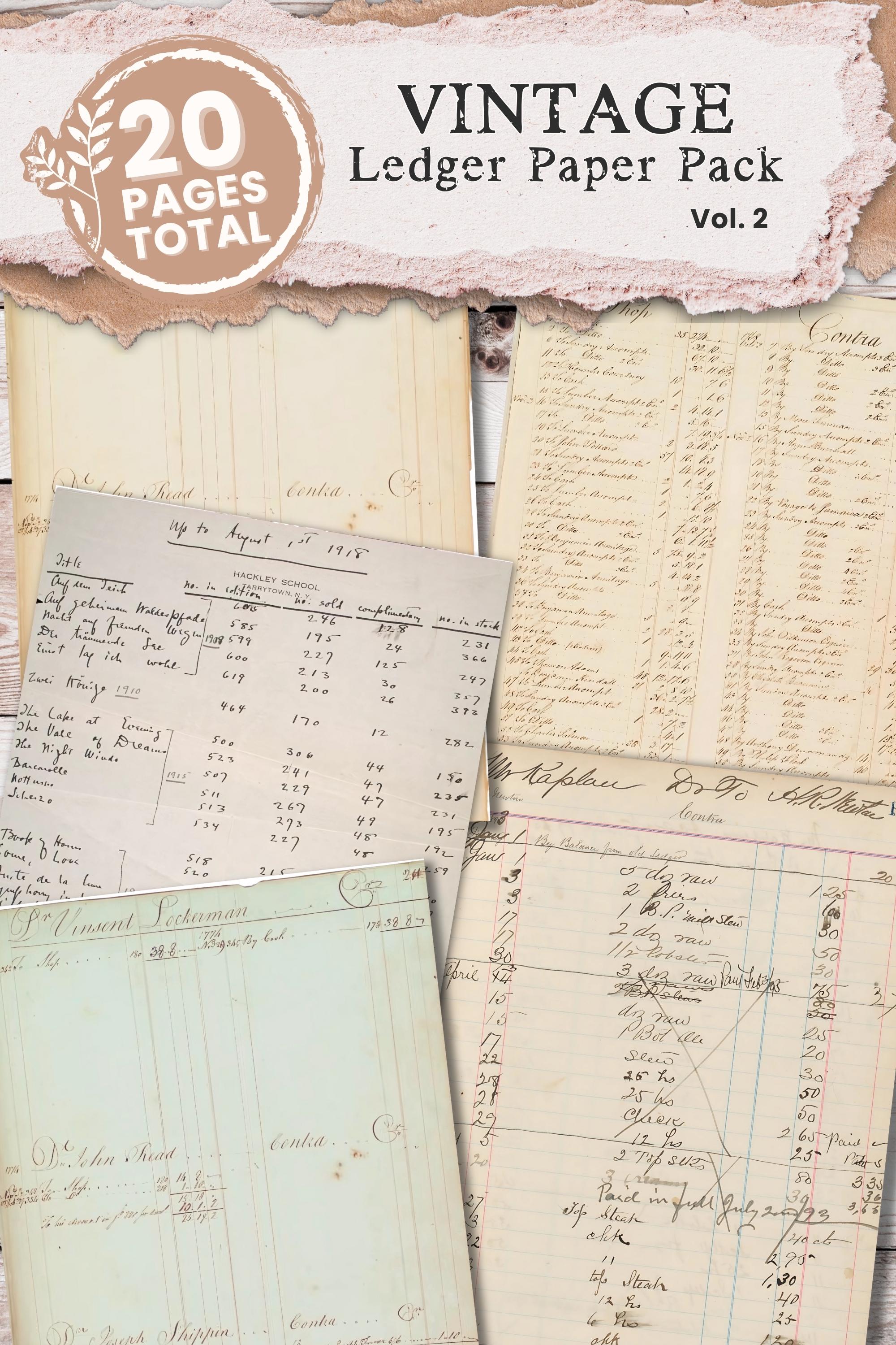 Printable Ledger Paper Pack Digital Junk Journal Old Ledger Pages ...