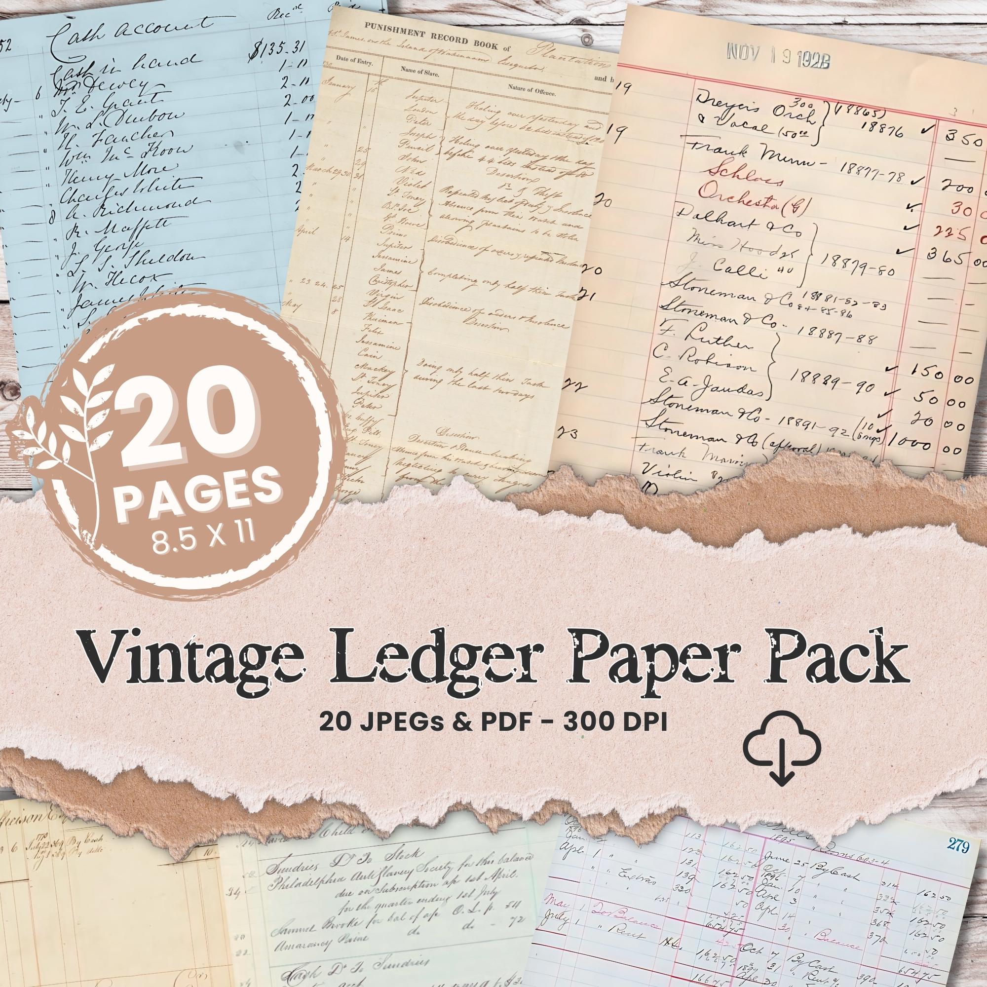 Printable Ledger Paper Pack Digital Junk Journal Old Ledger Pages ...