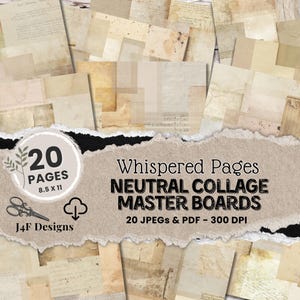Neutrale Collage druckbare Junk Journal Master Board Collage Schneidepapiere Scrappy Backing Basic Essentials Digital Downloaded Journal Paper