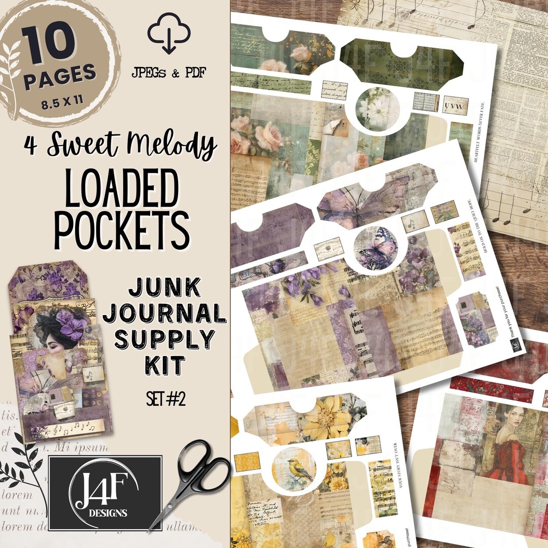 Loaded Pocket Junk Journal Supply Kit Grungy Digitized Ephemera ...