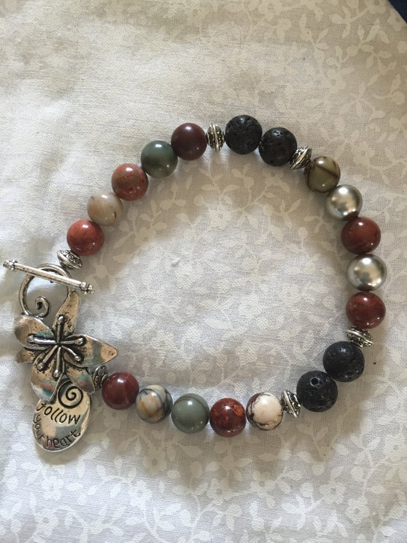 Natural stone beaded essential oil bracelet Etsy