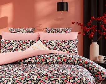 Conjunto de capa de edredom floral: tecido respirável, conforto macio, decoração moderna para o quarto.
