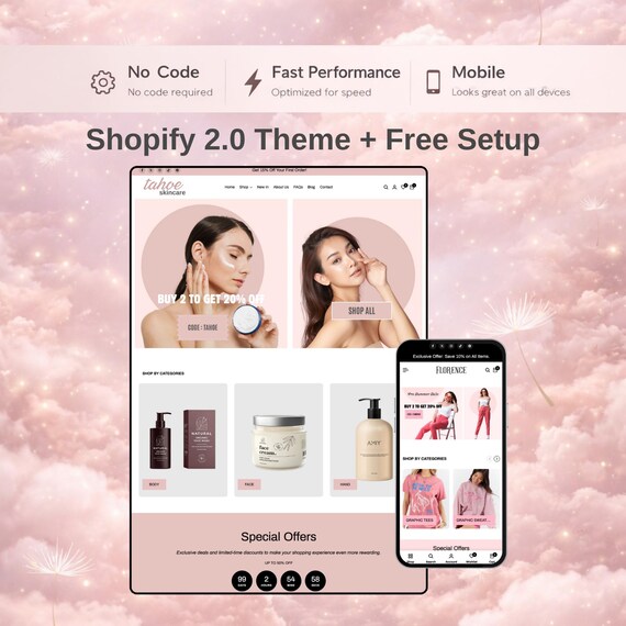 Shopify 2.0 Skincare Theme, Beauty Website Template, Mobile Optimized | Editable Canva Files | Tahoe
