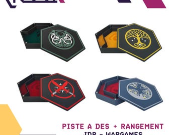 Dice tray with storage compartment - Felt base - Magnetic - 160x182.5x30 mm - Various designs