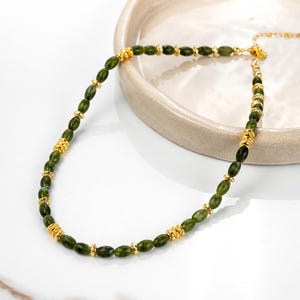 Jade Necklace,Healing pendant,statement piece,boho green beaded jewelry,gift for her,necklace for women,gift for mom,adjustable necklace