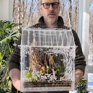 Victorian Fairy Tale Terrarium | Handcrafted Mini Greenhouse with Engraved Illustrations