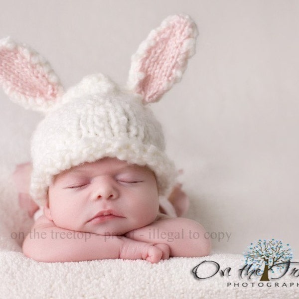 Selected Top 12 Etsy Gift by BabyList Bunny Hat, Newborn Hat with Adorable White and Pink Bunny Ears for Newborn and Baby - Photography Prop