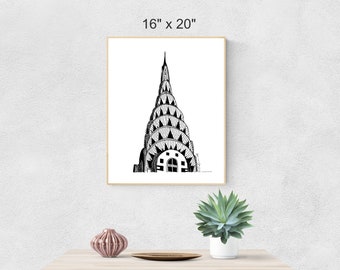 Chrysler Building Printable Wall Art, New York City Wall Art, Chrysler Building Digital Art, New York Architecture Art, Chrysler Gift