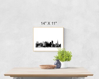 San Francisco Printable Wall Art, San Francisco Skyline Wall Art, San Francisco Skyline Digital Art, San Francisco Architecture Download