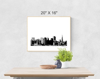 San Francisco Printable Wall Art, San Francisco Skyline Wall Art, San Francisco Skyline Digital Art, San Francisco Architecture Download