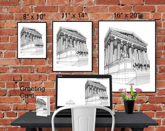 Supreme Court of the United States Digital Print, SCOTUS Printable, Supreme Court Wall Art, American Architecture Print, US Supreme Court