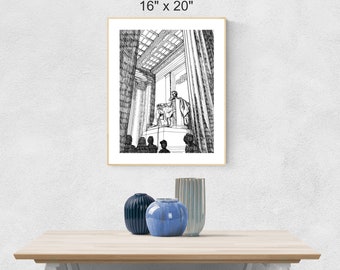 Lincoln Memorial Printable Print, Lincoln Memorial Digital Art, Washington DC Architecture, Lincoln Memorial Art, Washington DC Landmark