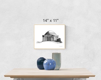 Jefferson Memorial Printable, American Architecture Digital Art, United States Digital Art, Political Wall Art, Washington DC Architecture