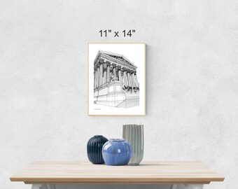 Supreme Court of the United States Digital Print, SCOTUS Printable, Supreme Court Wall Art, American Architecture Print, US Supreme Court