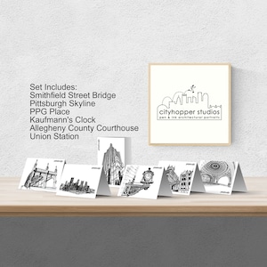 Cartão comemorativo de Pittsburgh para impressão, cartões digitais de Pittsburgh, download de arte de Pittsburgh, arquitetura de Pittsburgh, cartões de referência de Pittsburgh