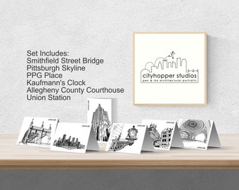 Tarjeta de felicitación imprimible de Pittsburgh, tarjetas digitales de Pittsburgh, descargar arte de Pittsburgh, arquitectura de Pittsburgh, tarjetas históricas de Pittsburgh