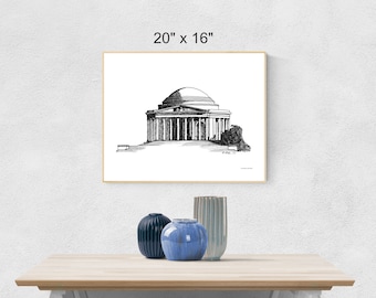 Jefferson Memorial Printable, American Architecture Digital Art, United States Digital Art, Political Wall Art, Washington DC Architecture