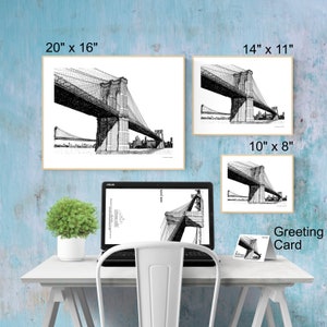 Brooklyn Bridge Printable Wall Art, New York City Wall Art, Brooklyn Bridge Digital Art, New York Architecture Art, Brooklyn Bridge Gift