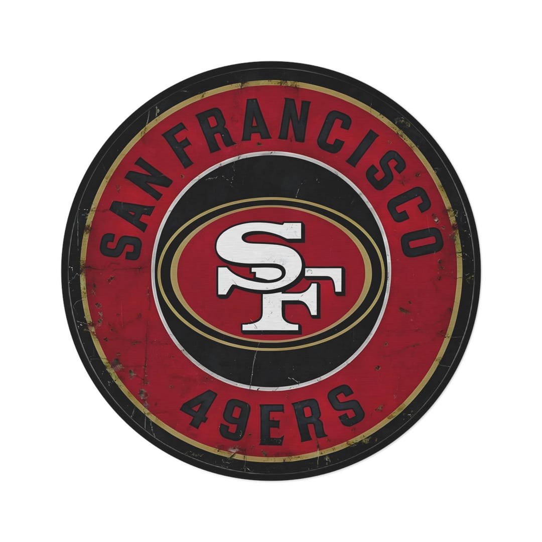 thumbnail image 2 of San Francisco 49ers NFL Round Decal – Vinyl, Made In USA 2 of 6