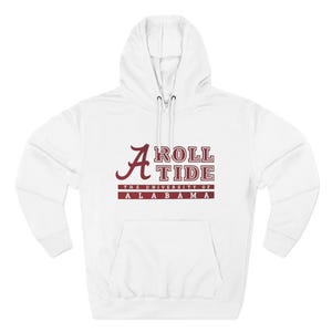 Hoodie, Alabama Roll Tide Three-Panel Fleece Sweatshirt, Crimson Tide Hooded Jacket, College Football Fan Gift, Game Day Apparel, University