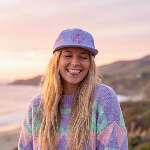Custom Surf Cap – Personalized Text or Logo Hat - Recycled Nylon Beach Hat - Customized Surf Hat